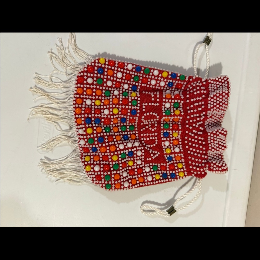 Colorful Beaded Drawstring Bag - Picture 2 of 2